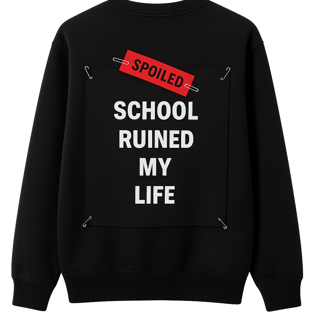 Hanorac fără glugă cu print detașabil School Ruined My Life