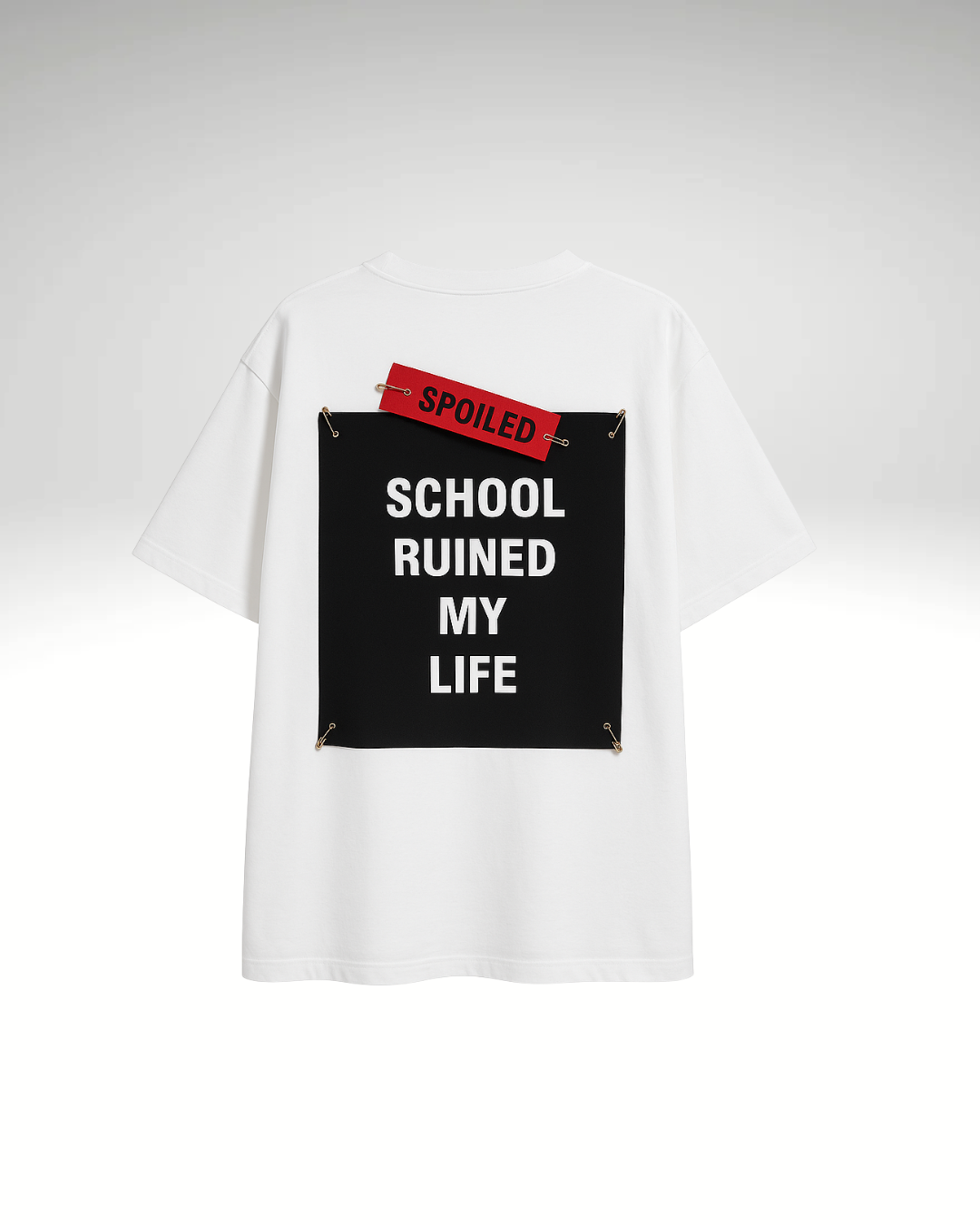 Tricou cu patch textil detașabil School Ruined My Life